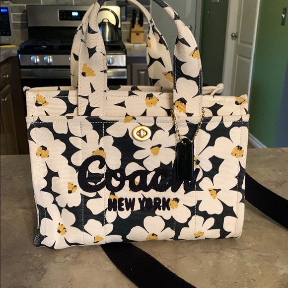 Coach New York Floral Print Women's Bag - Black and White - Picture 2 of 8